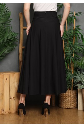 Lyne Halim Marbella Black Flare Skirt – Rok Payung Wanita Elegant Flowy, SKT-8473